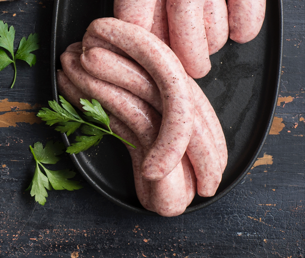 Thin pork sausages